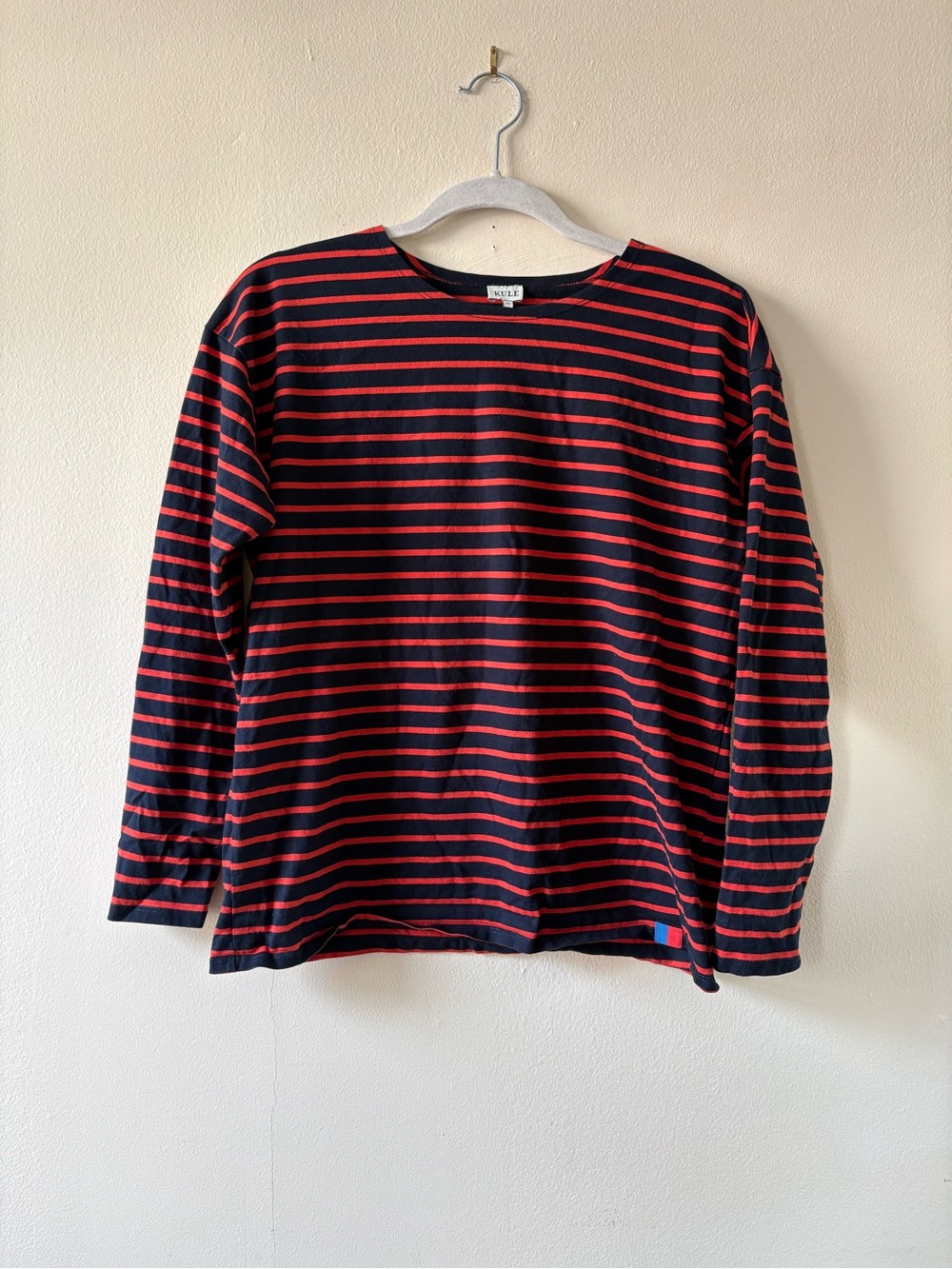 Kule Navy and Red Striped Long Sleeve Top